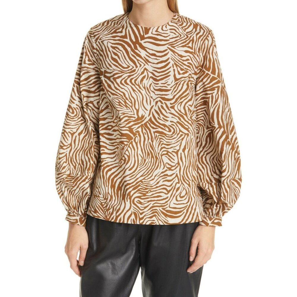 Samsoe Samsoe Collection 21 Aram Blouse in Mountain Zebra Size Small NWT